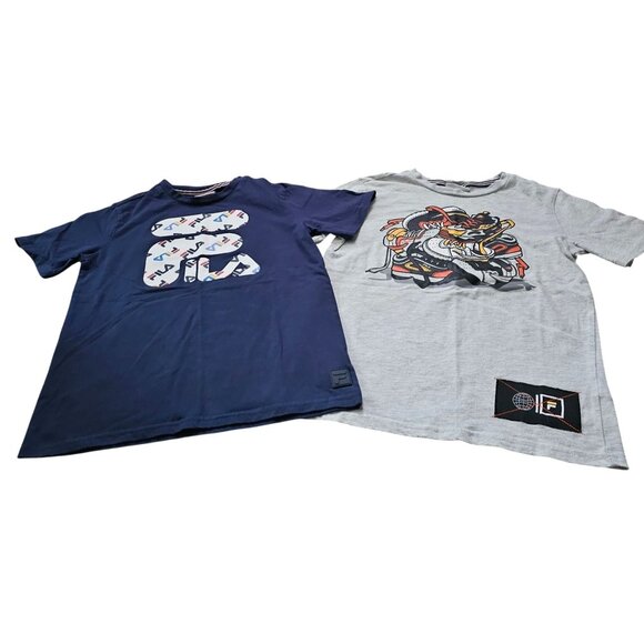 Fila Mens Graphic T-Shirts 2-Pack Navy & Gray Medium Cotton/Polyester Crew Neck - Picture 1 of 9